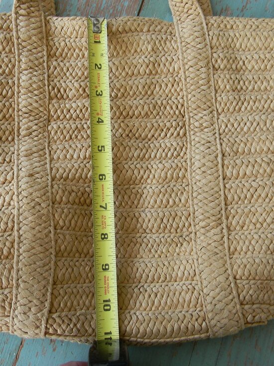 Draper James Everyday Straw Tote Bag Purse With Blue Liner 14x12 - Picture 2 of 8